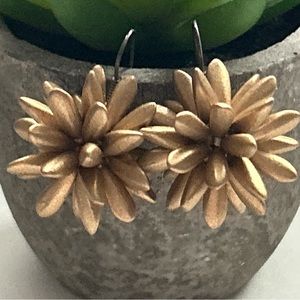 New Gold Flower Sunburst Glass Earrings